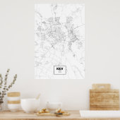 Kiev, Oekraïne (zwart op wit) Poster (Keuken)