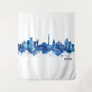 Kiev Ukraine Skyline Blue Wandkleed
