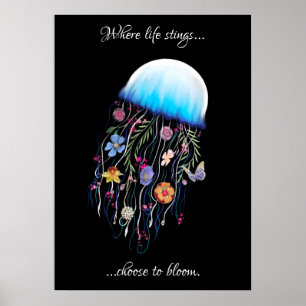 Kiezen voor bloei van Floral Jellyfish Poster
