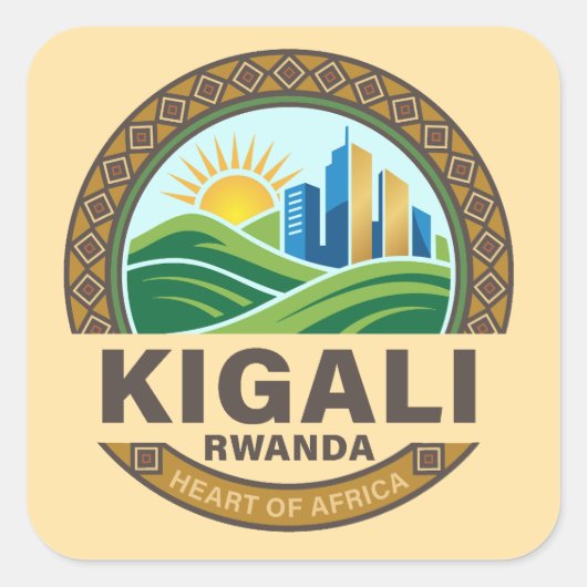Kigali Rwanda Africa Vierkante Sticker (Voorkant)