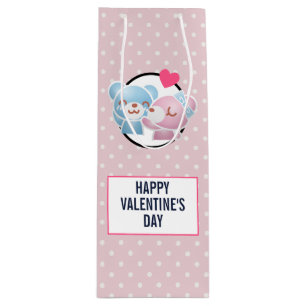 KIhet Beer op Polka Dots Cute en Kawaii Wijn Cadeautas