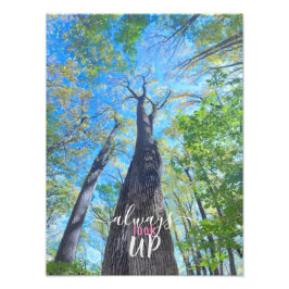 Kijk altijd naar de herfst lucht en bladeren foto afdruk