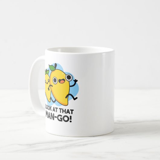 Kijk eens naar dat Man-go Funny Fruit Pun Koffiemok (Voorkant links)