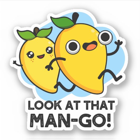 Kijk eens naar dat Man-go Funny Fruit Pun Sticker (Voorkant)