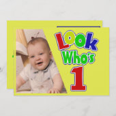 Kijk eens wie 1 jaar is / verjaardag kaart (Voorkant / Achterkant)