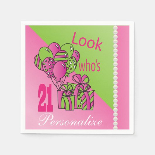 Kijk eens wie 21 is | 21e verjaardag servetten (Voorkant)