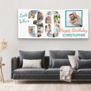 Kijk eens wie 30 foto-collage is op de 30e verjaar spandoek