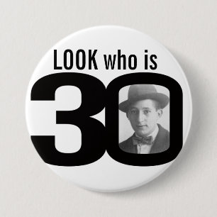 Kijk eens wie 30 foto's zwart-wit is op de knop/ba ronde button 7,6 cm