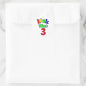 Kijk eens wie 3 is ronde sticker (Tas)
