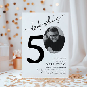Kijk eens wie 50 is! Modern Foto 50e verjaardag Kaart