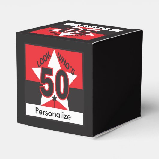 Kijk eens wie 50 jaar oud is | 50e verjaardag bedankdoosjes (Achterkant)