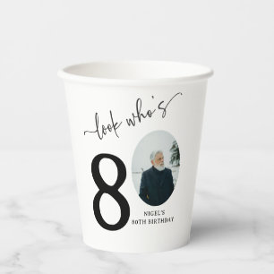Kijk eens wie 80 is! Modern foto 80ste verjaardag Papieren Bekers