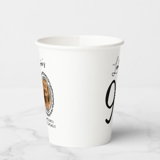 Kijk eens wie 90 is! Foto 90e verjaardag Papieren Bekers (Links)