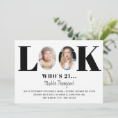 Kijk eens wie de Birthday Funny Photo Invitation i Kaart (Staand voorkant)