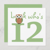Kijk eens wie er 12 Uil verjaardagsfeestje is Kaart (Voorkant / Achterkant)