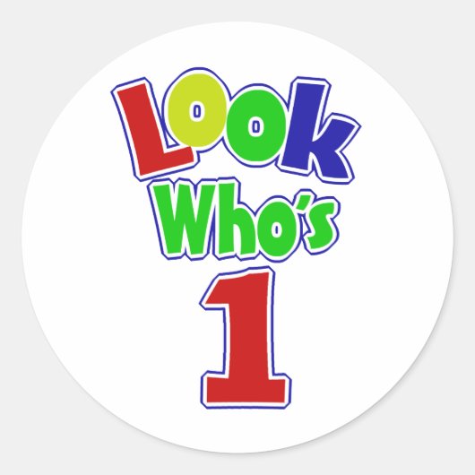 Kijk eens wie er één is ronde sticker (Voorkant)
