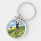 kijk Golfer Golf Sleutelhanger (Voorkant)