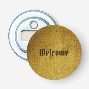 -Kijk goud gebruikt. kunst Button Flesopener