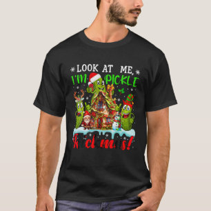 Kijk grappige grap Ik ben augurk Xmas Drie Santa R T-shirt