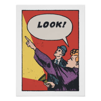 Kijk! Het ding in de lucht • Golden Era Comic Art Perfect Poster