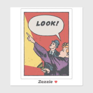 Kijk! Het ding in de lucht • Golden Era Comic Art Sticker