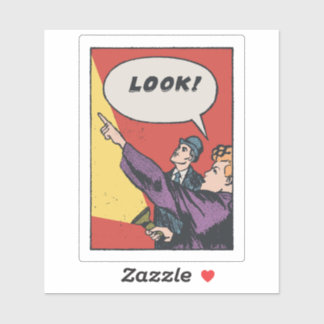 Kijk! Het ding in de lucht • Golden Era Comic Art Sticker