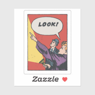 Kijk! Het ding in de lucht • Golden Era Comic Art Sticker
