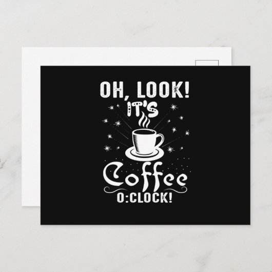 Kijk, het is Coffee O Clock Briefkaart (Voorkant / Achterkant)