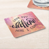 Kijk hier eens naar het weekend. vierkante kartonnen onderzetter (Schuin)