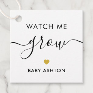 Kijk hoe ik groei, Plant Baby shower Label, goud Bedankjes Labels
