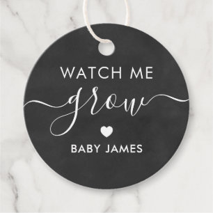 Kijk hoe ik groei, Plant Baby shower Label, karton Bedankjes Labels