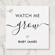Kijk hoe ik groei, Plant Baby shower Label, lavend Bedankjes Labels