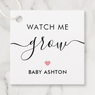 Kijk hoe ik groei, Plant Baby shower Label, Roze Bedankjes Labels
