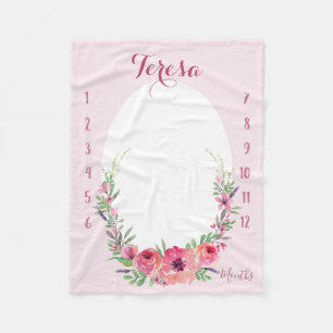 Kijk hoe ik groei - Roze waterverf Fleece Deken