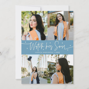 Kijk hoe ze vliegt Multi Foto Denim Blauwe Grad Aankondiging