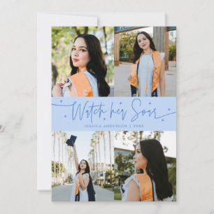 Kijk hoe ze vliegt Multi Foto Ijsblauw Afstudeer Aankondiging