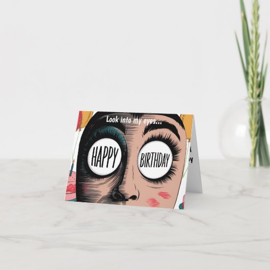 Kijk in mijn ogen vrolijk verjaardagsgezicht kaart (Voorkant)
