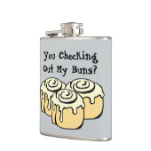 KIJK JE MIJN BUNS UIT? Funny Pun Humor Quote Heupfles (Links)