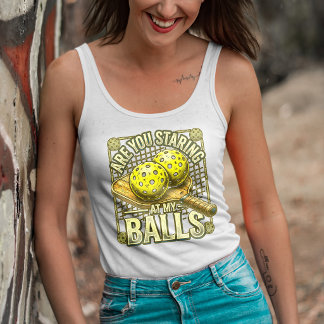 Kijk je naar mijn ballen- Pickleball kleding Tanktop