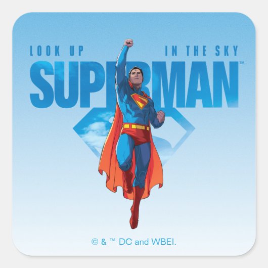 Kijk maar, het is Superman Vierkante Sticker (Voorkant)