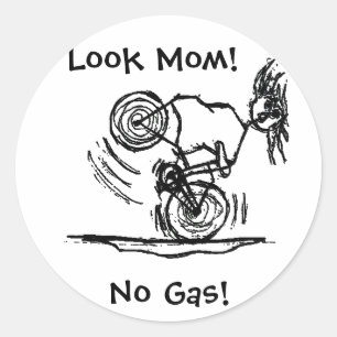 Kijk mama. Geen gas! Ronde Sticker
