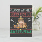 Kijk me feestelijk zijn & dingen lelijke kerst kat kaart (Staand voorkant)