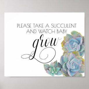 KIJK ME GROEI, BABY SHOWER, VOORSCHOT, SUCCULTUREL POSTER