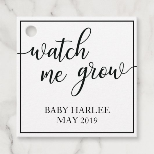 Kijk me groeien Plant Baby shower Favor Tag Bedankjes Labels (Voorkant)
