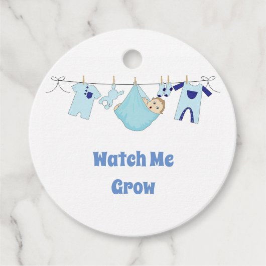Kijk me groeien Schattigee Baby illustratie Favor  Bedankjes Labels (Voorkant)