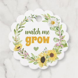 Kijk me groeien Zonnebloem Baby shower Plant Potza Bedankjes Labels