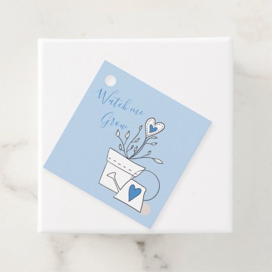 Kijk me kweken Plant cadeau blauw Baby shower Bedankjes Labels (In situ)