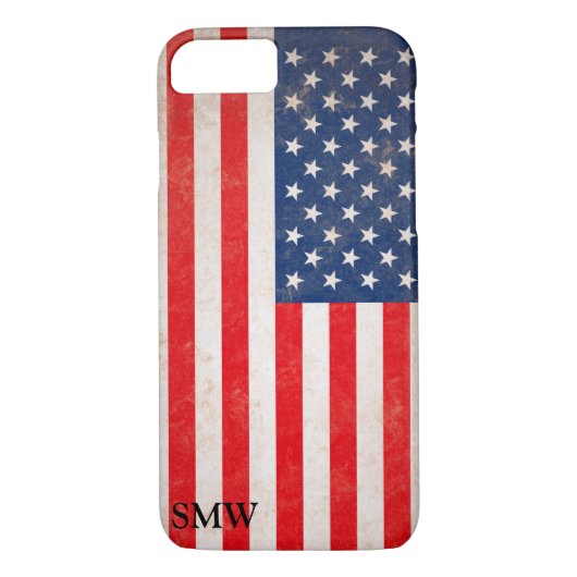 kijk Monogram USA Patriottisch vlagontwerp Case-Mate iPhone Case (Achterkant)