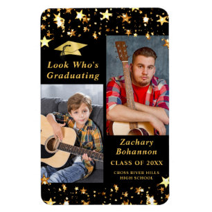 KIJK NAAR DE GRADUERENDE Black Gold Stars foto Magneet