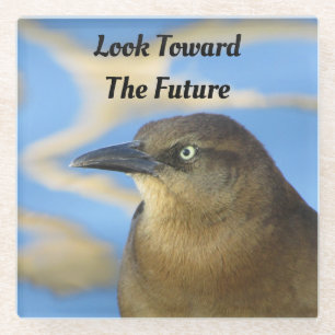 Kijk naar de Toekomst Blackbird Inspirerend Glazen Onderzetter